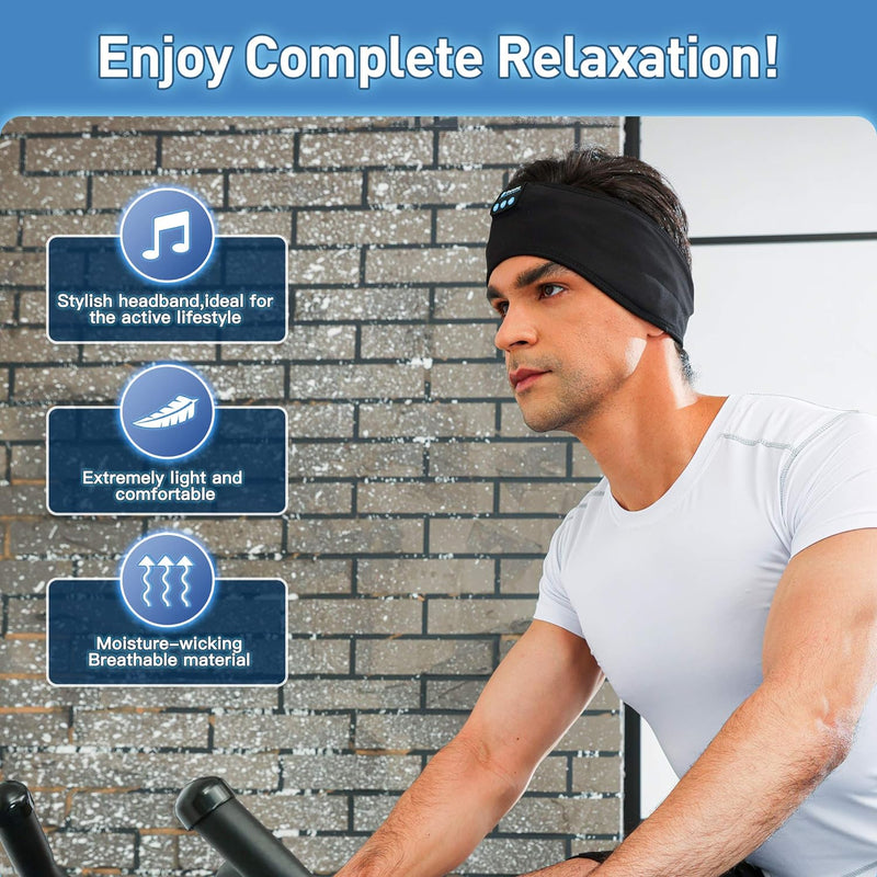 Sleep Headphones Bluetooth Headband, Wireless Headband Headphones Headsets with Thin Speakers, Sleep Earbuds, Sleeping Headphones for Workout Running Yoga Sports Gift for Men Women