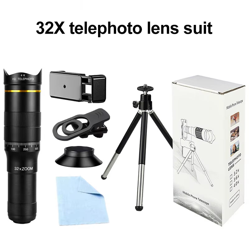 32X Telescope for Phone Mobile Photography Lens Zoom for Cell Camera for Iphone Zoom Mobile Lens Microscope for Phone Lenses