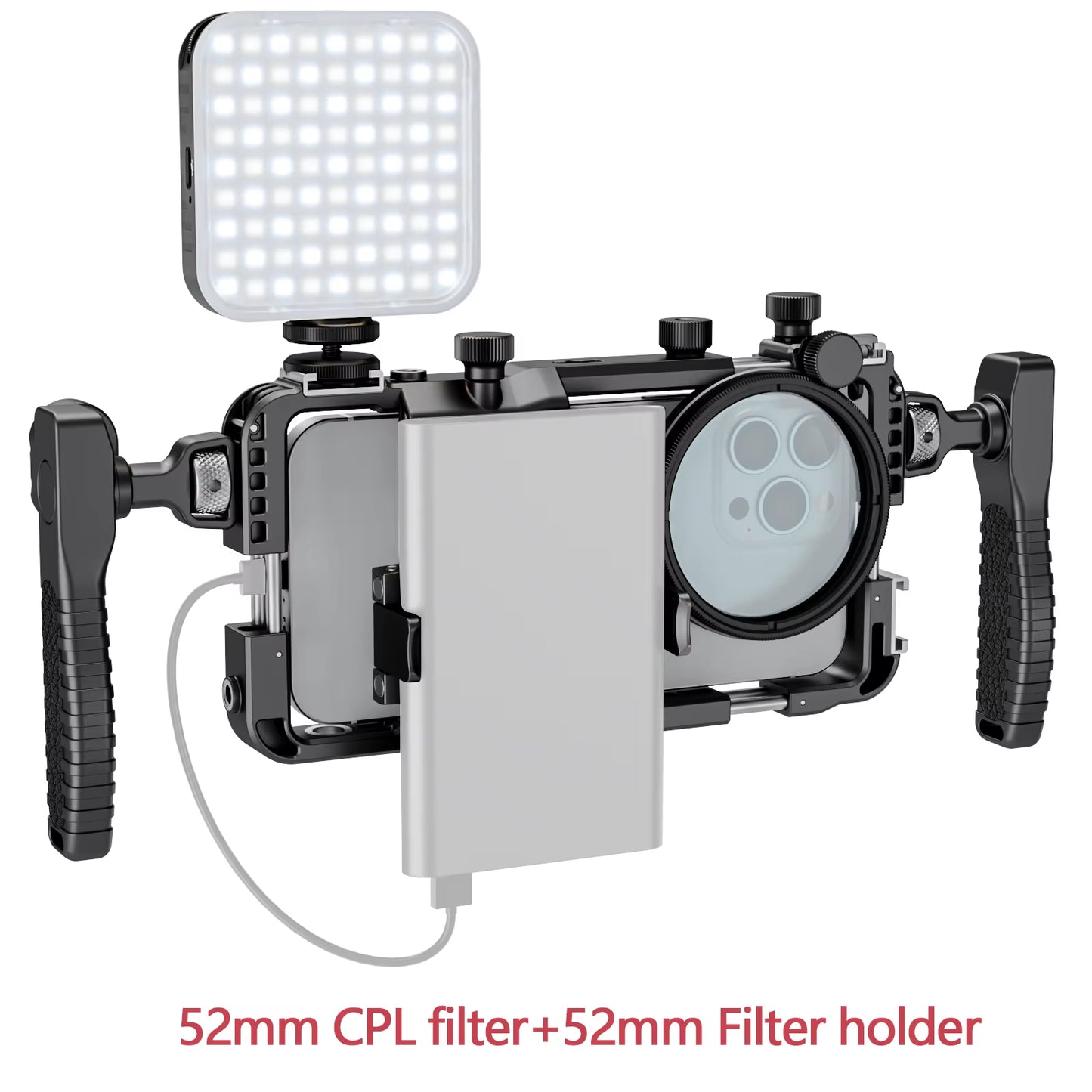 BFT-05A Phone Cage W/ 360° Bluetooth Handle & Filter Mount Lightweight Plastic Rig for Vlogging Iphone Android 17 17 Pro Max