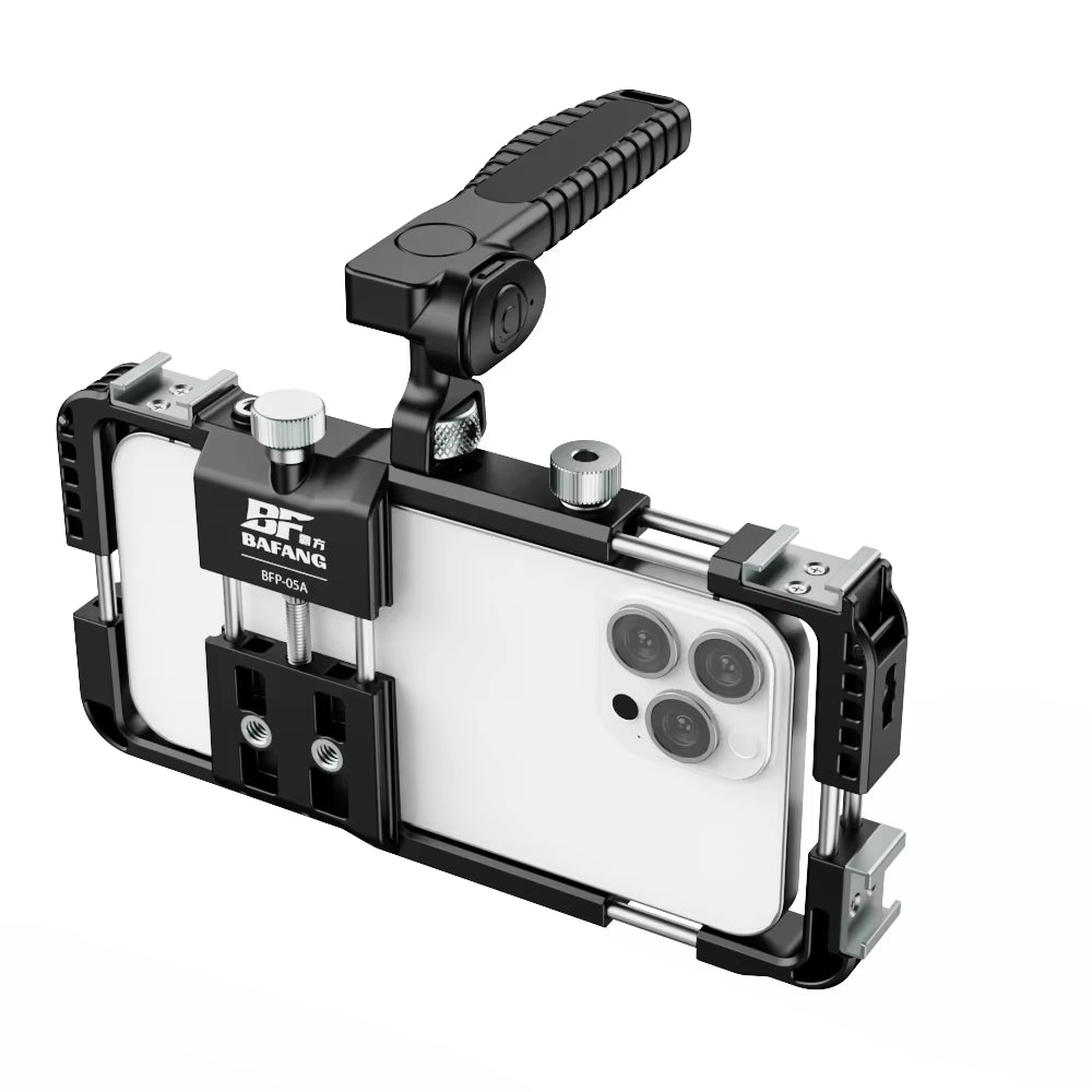 BFT-05A Phone Cage W/ 360° Bluetooth Handle & Filter Mount Lightweight Plastic Rig for Vlogging Iphone Android 17 17 Pro Max