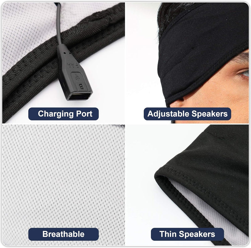 Sleep Headphones Bluetooth Headband, Wireless Headband Headphones Headsets with Thin Speakers, Sleep Earbuds, Sleeping Headphones for Workout Running Yoga Sports Gift for Men Women