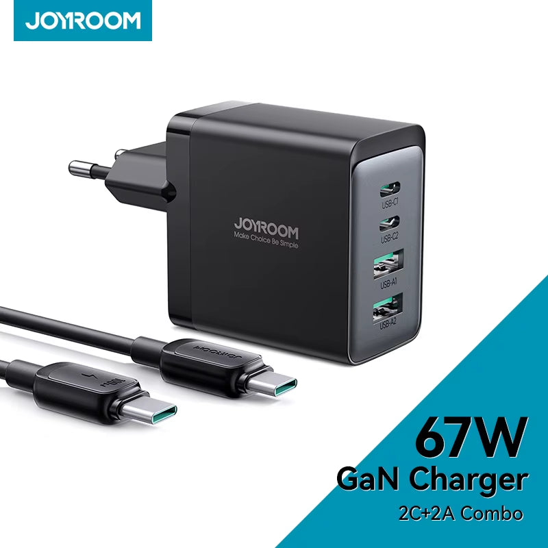 67W USB C Charger Block 4-Port Foldable Gan Wall Fast Charger Adapter for Iphone 1 Macbook Pro/Air Ipad Pro/Air Galaxy