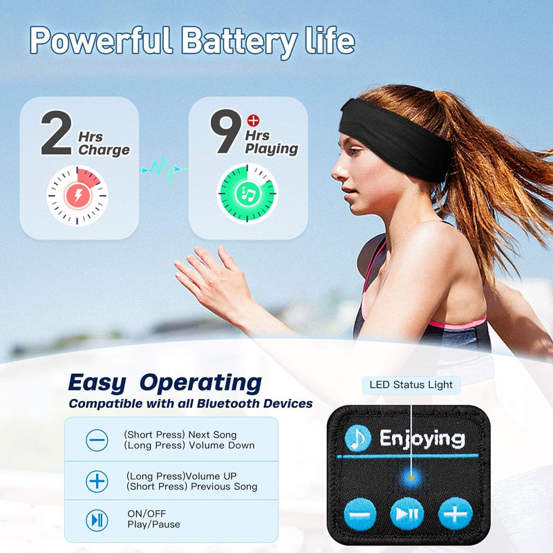 Sleep Headphones Bluetooth Headband, Wireless Headband Headphones Headsets with Thin Speakers, Sleep Earbuds, Sleeping Headphones for Workout Running Yoga Sports Gift for Men Women