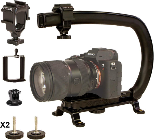 Scorpion EX Video Action Stabilizing Rig Handle Grip Handheld Stabilizer with Hot-Shoe Mount for Canon Nikon Sony Panasonic DSLR & Mirrorless Camera Camcorder (Triple Cold Shoe (X1))