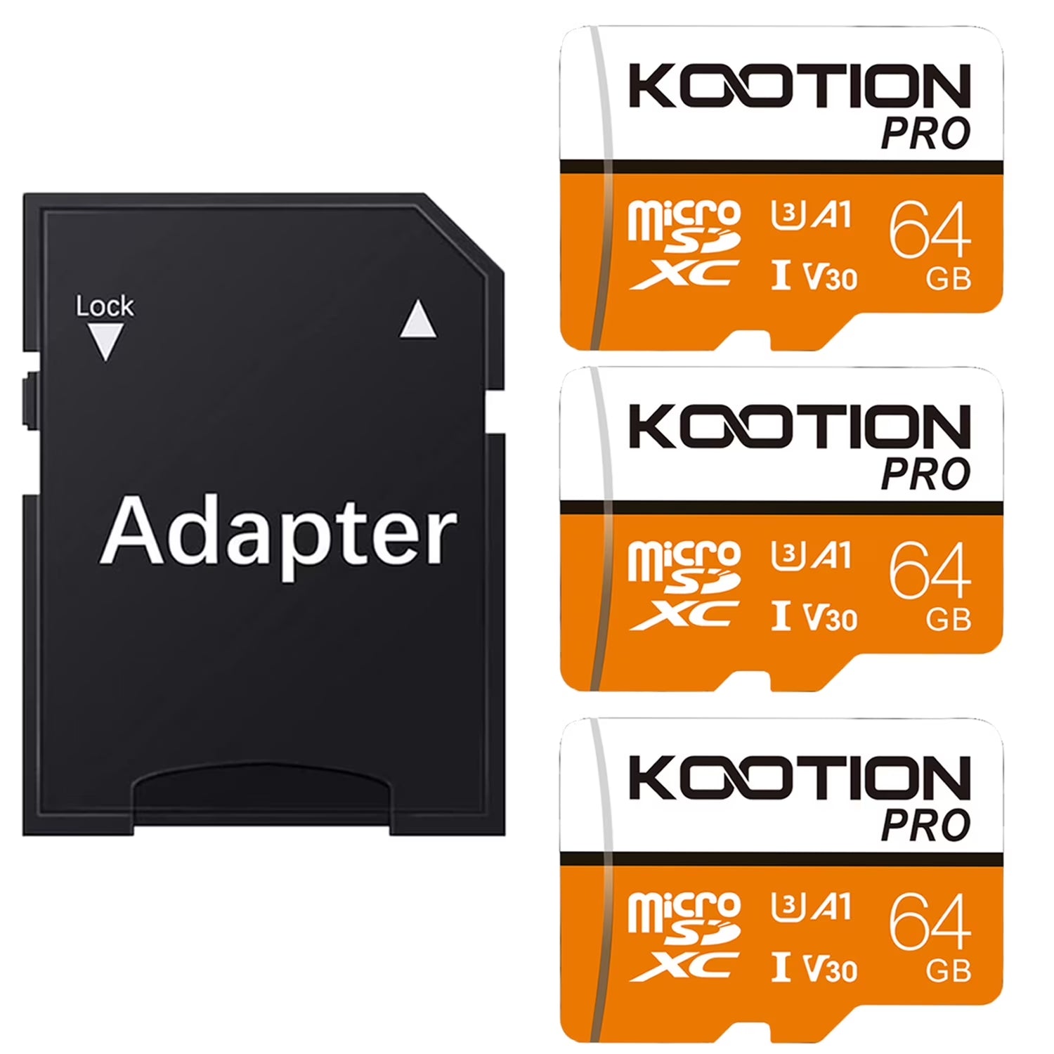 64GB Micro SD Cards 3 Pack Memory Card U3 SDXC High Speed TF Card 4K Full HD Video for Phone, Camera, Security Cam, Tablet