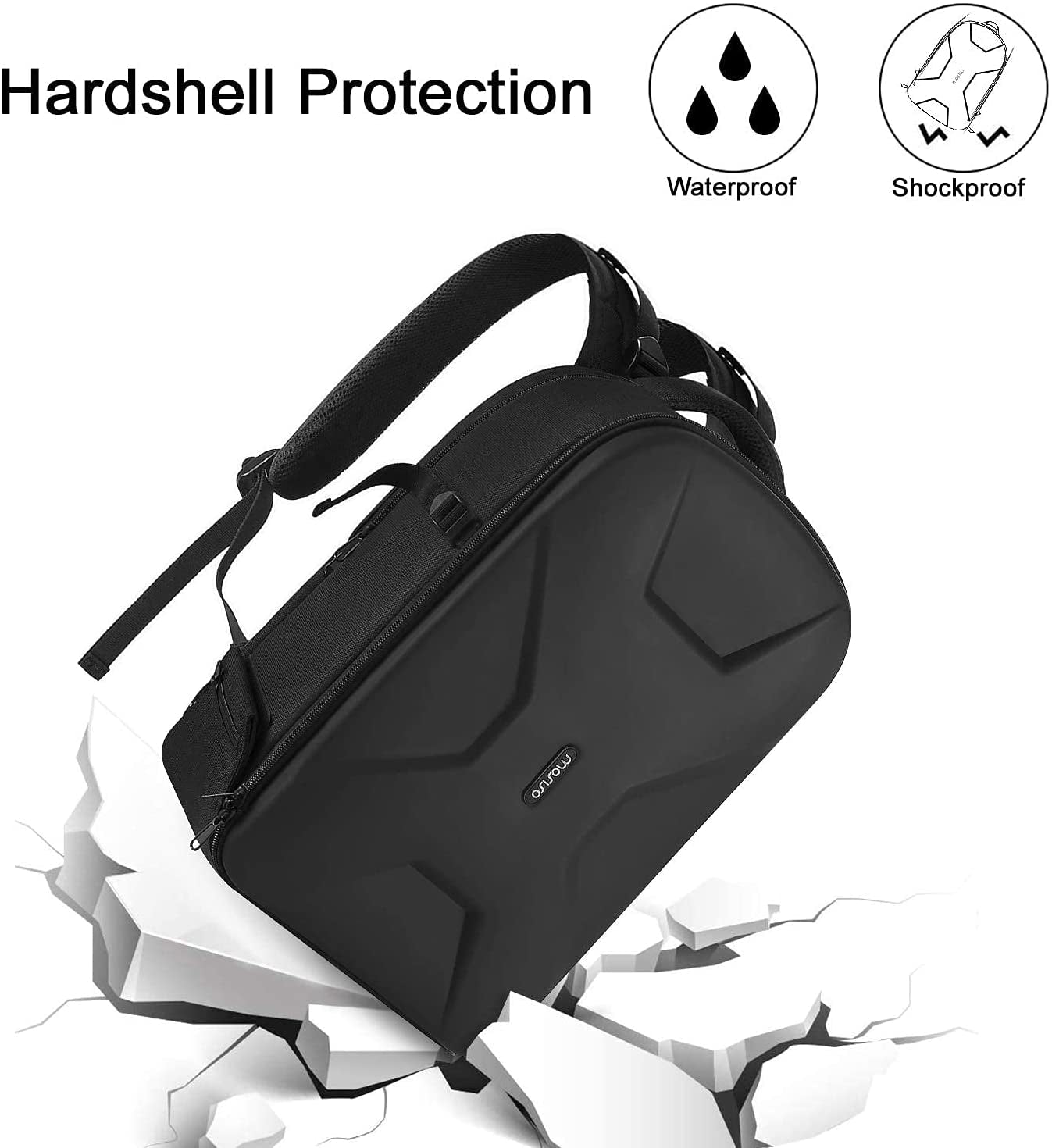 Camera Backpack, Dslr/Slr/Mirrorless Photography Camera Bag 15-16 Inch Waterproof Hardshell Case with Tripod Holder&Laptop Compartment Compatible with Canon/Nikon/Sony, Black