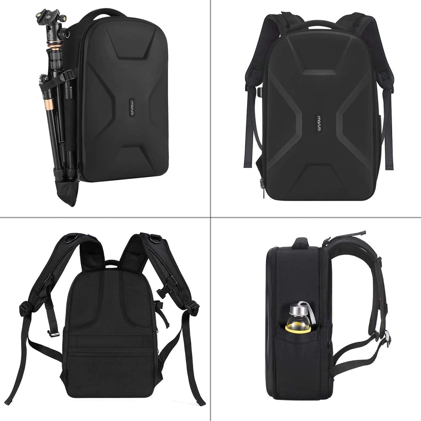Camera Backpack, Dslr/Slr/Mirrorless Photography Camera Bag 15-16 Inch Waterproof Hardshell Case with Tripod Holder&Laptop Compartment Compatible with Canon/Nikon/Sony, Black