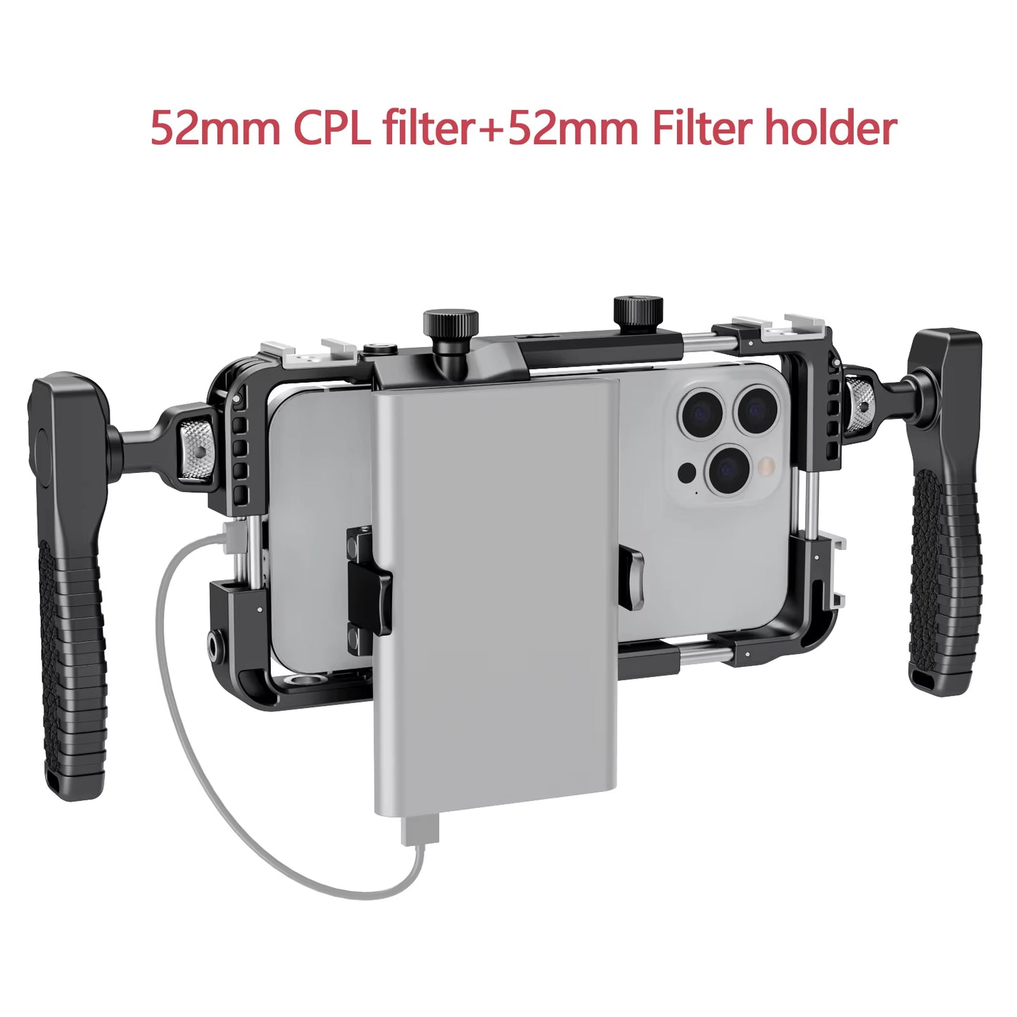 BFT-05A Phone Cage W/ 360° Bluetooth Handle & Filter Mount Lightweight Plastic Rig for Vlogging Iphone Android 17 17 Pro Max
