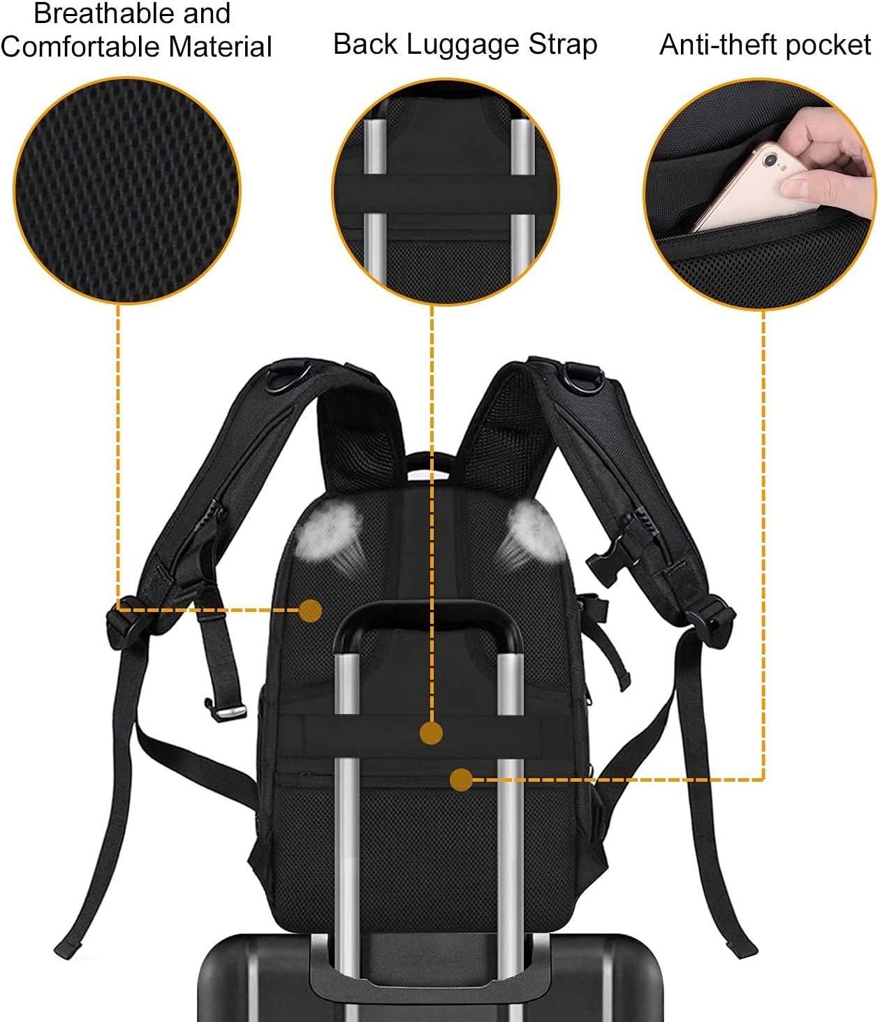 Camera Backpack, Dslr/Slr/Mirrorless Photography Camera Bag 15-16 Inch Waterproof Hardshell Case with Tripod Holder&Laptop Compartment Compatible with Canon/Nikon/Sony, Black