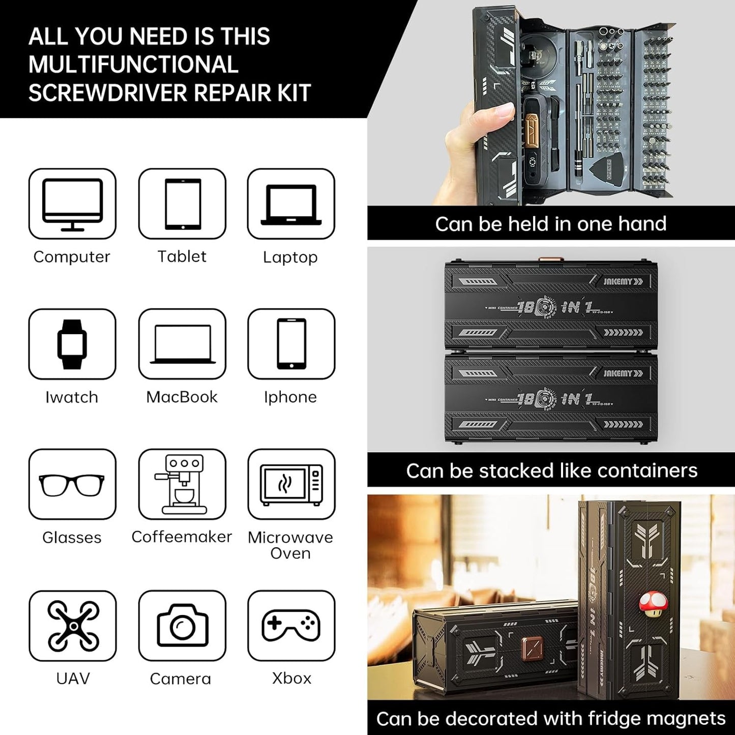 JAKEMY 180 in 1 Precision Screwdriver Set, Computer Screwdriver Kit,