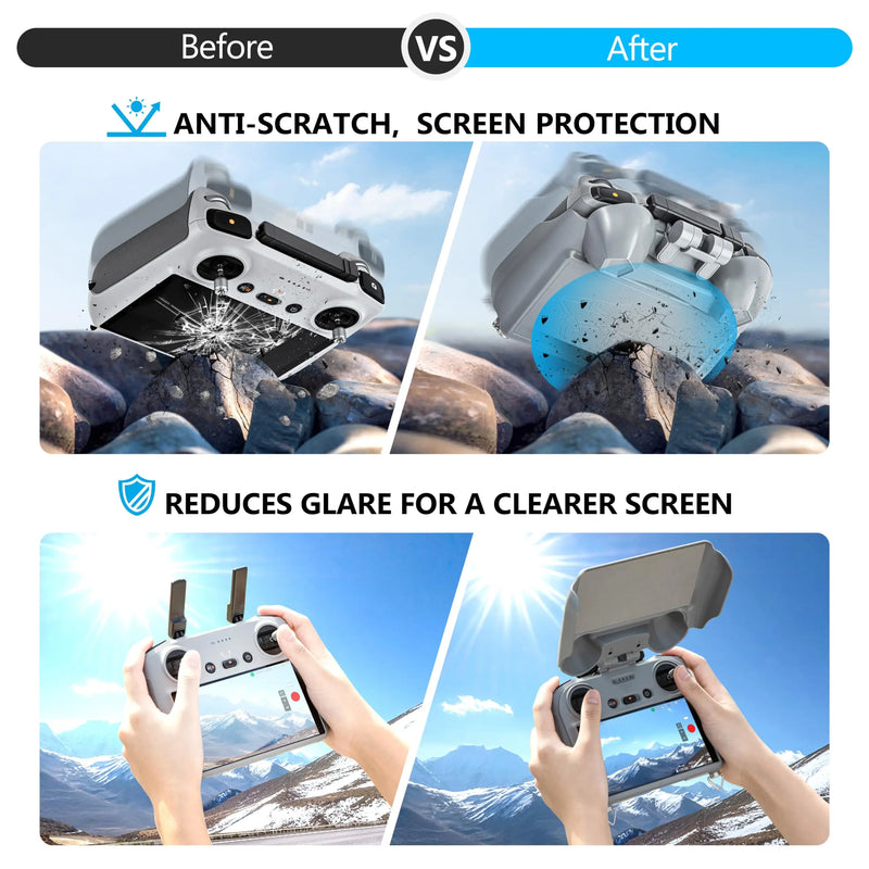 Mini 4 Pro Sun Hood for  RC 2 Controller,3-In-1 Sunshade Joysticks Screen Protector for  Mini 4 Pro/Air 3S Accessories