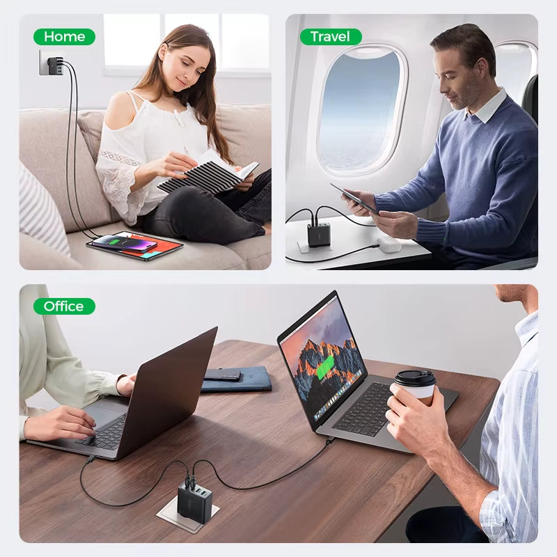 67W USB C Charger Block 4-Port Foldable Gan Wall Fast Charger Adapter for Iphone 1 Macbook Pro/Air Ipad Pro/Air Galaxy