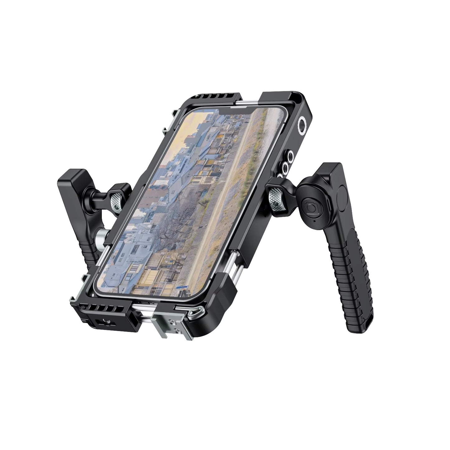 BFT-05A Phone Cage W/ 360° Bluetooth Handle & Filter Mount Lightweight Plastic Rig for Vlogging Iphone Android 17 17 Pro Max