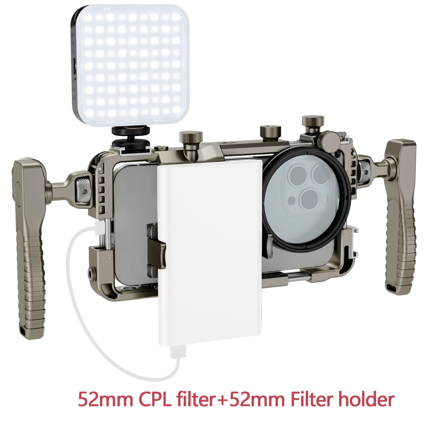 BFT-05A Phone Cage W/ 360° Bluetooth Handle & Filter Mount Lightweight Plastic Rig for Vlogging Iphone Android 17 17 Pro Max