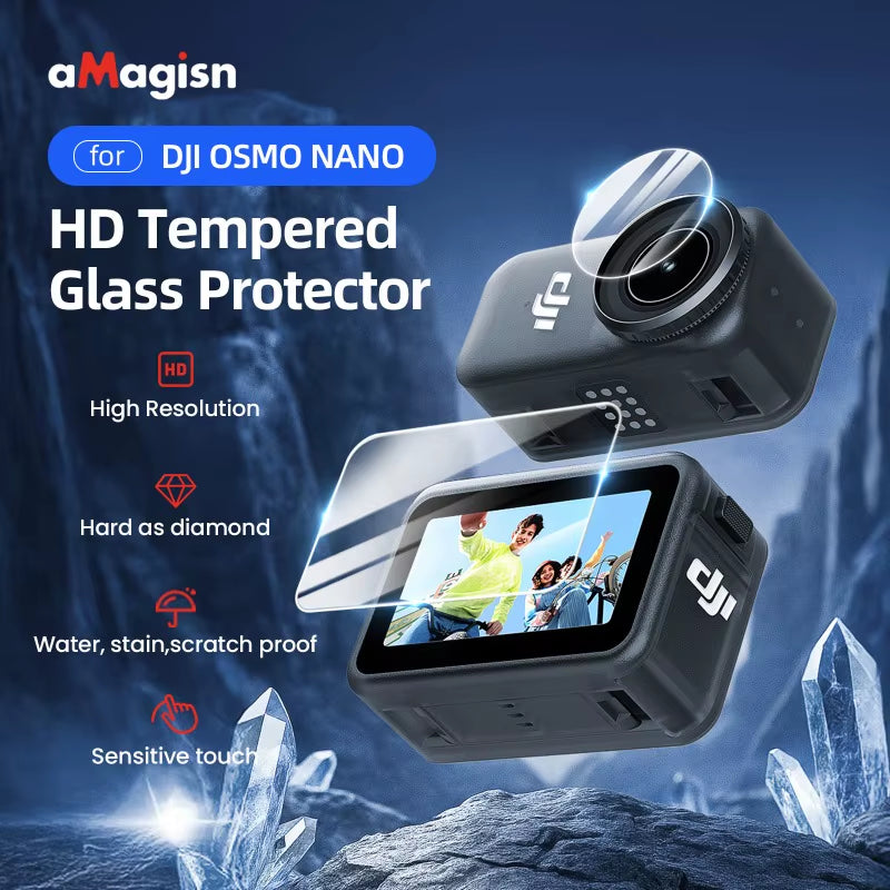 Amagisn Screen Lens Tempered Glass for  OSMO Nano ,Hydrogel Film ,9H+ Hardness HD Clear Glass Camera Protective Accessories